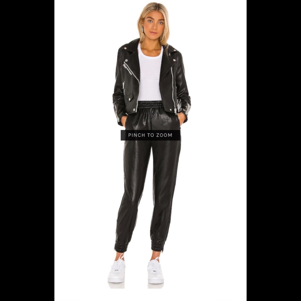Superdown Rinah Leather Jogger Pant in Black